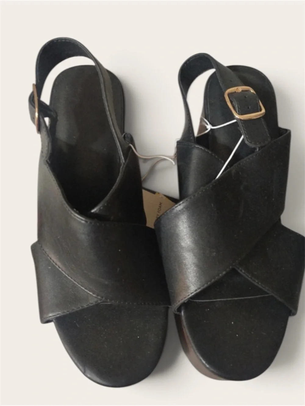 Universal Thread Black Crisscross Platform Slingback Sandals